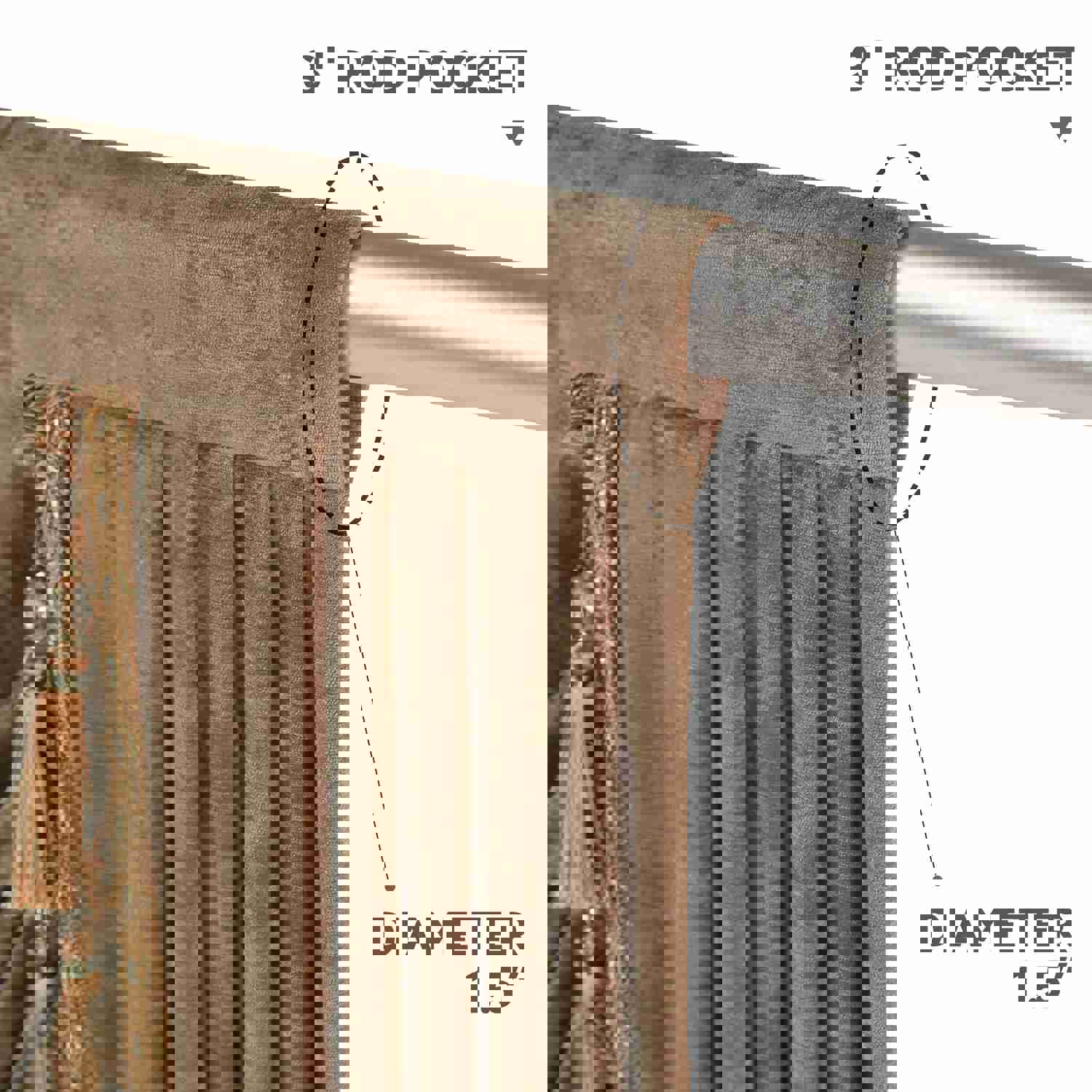 Coffee Chenille Swag Valance with Beads and Tassels