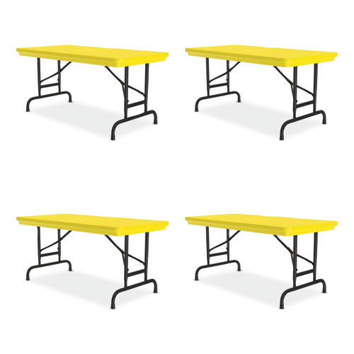 Correll Adjustable Folding Table - 48x24x22 to 32 Inches, Yellow Top with Black Legs