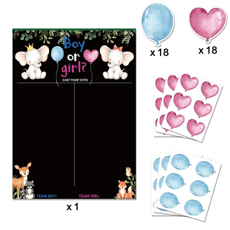 Baby Gender Reveal Party Voting Game Poster Board with Stickers