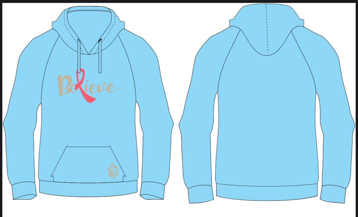 ProSway Baby Blue Believe Hoodie - Breast Cancer Awareness
