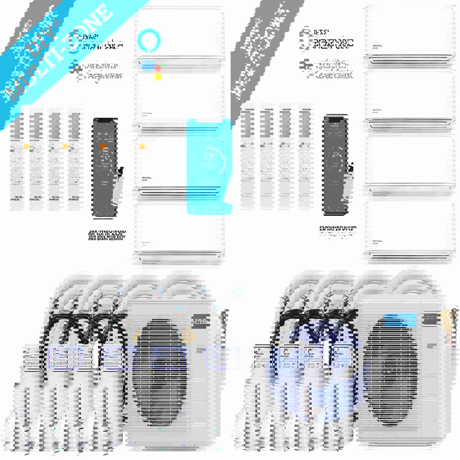 MRCOOL DIY 4th Gen 36K BTU 4-Zone Condenser with 9K+9K+9K+9K Handlers and 4 x 25ft Linesets Bundle