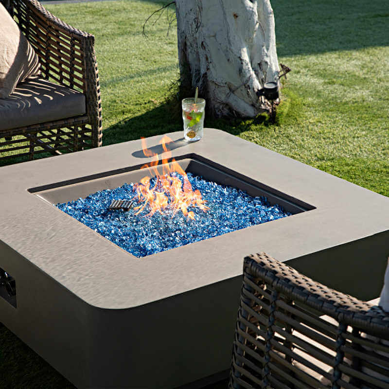Elementi Plus Lucrene Square Concrete Fire Pit Table - OFG419LG