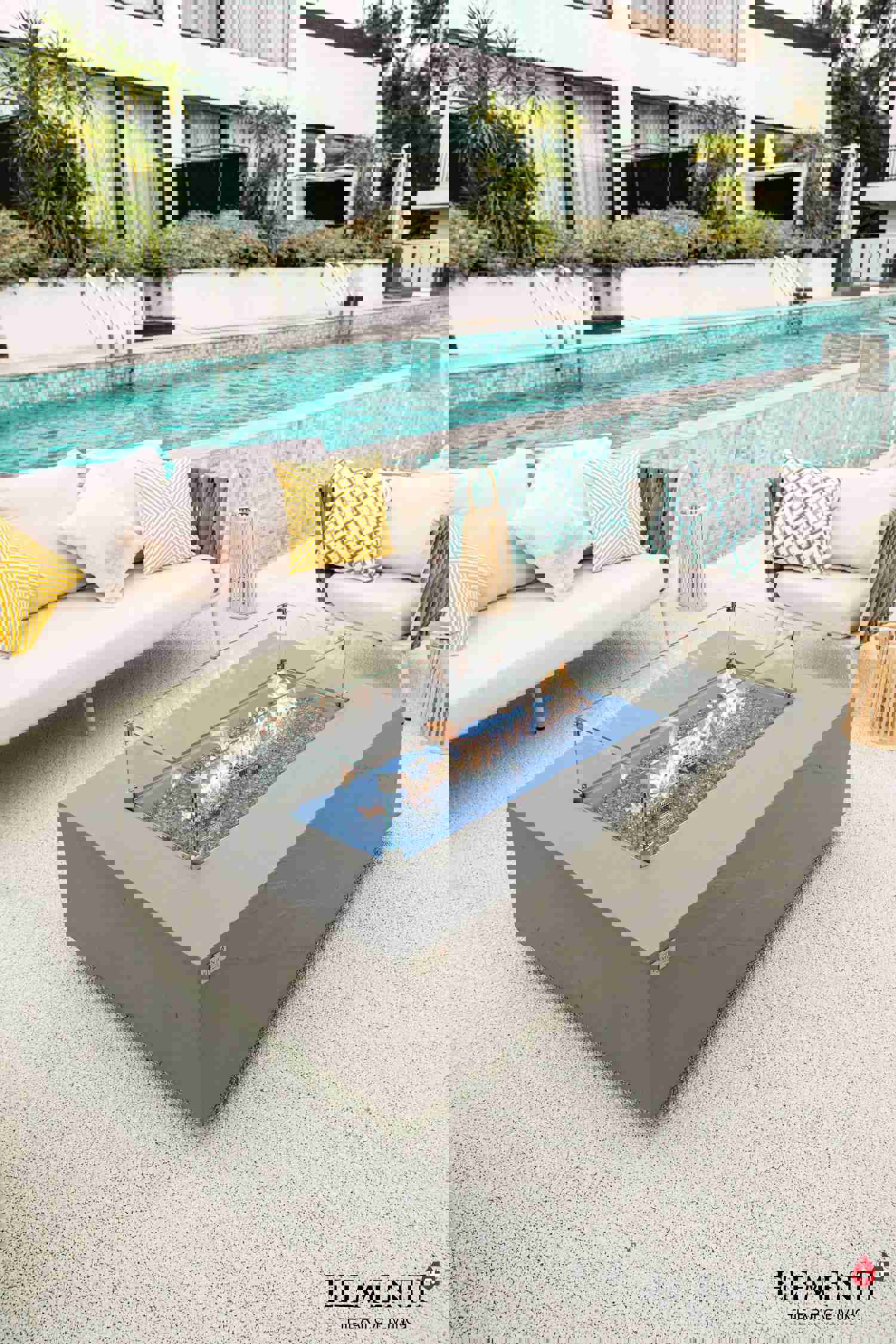 Meteora Natural Sandstone Concrete Rectangle Fire Pit Table