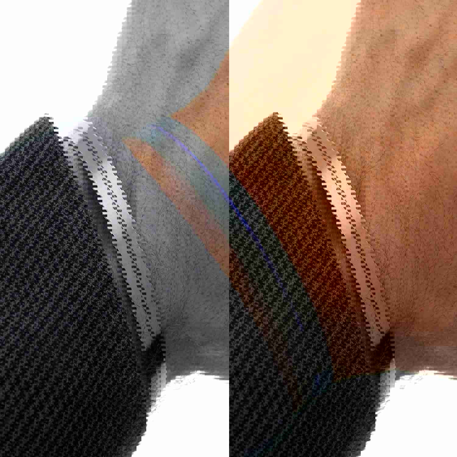 Thin Blue Line Sterling Silver Cuff Bracelet - Adjustable Police Officer Gift