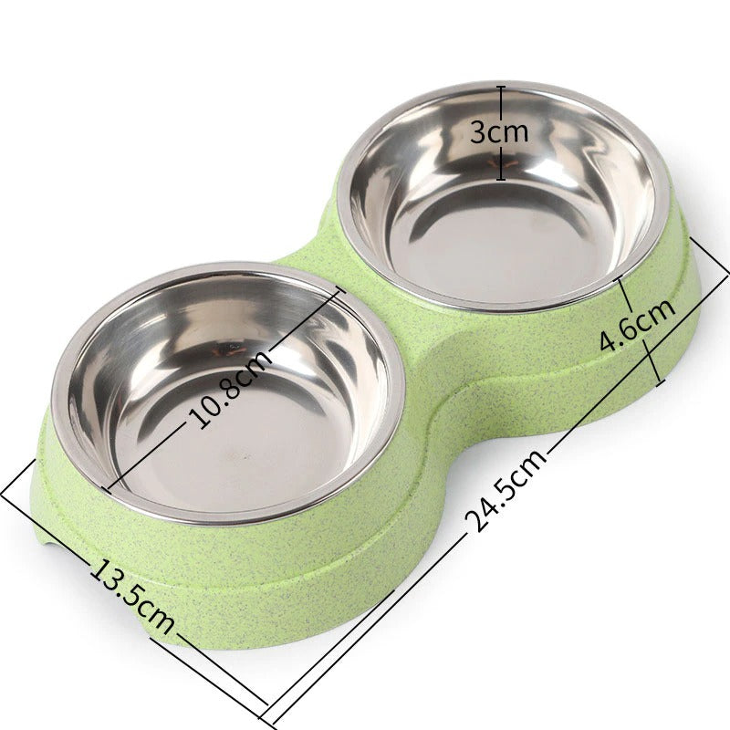 Double Pet Bowls Stainless Steel Dog Food and Water Feeder for Cats and Puppies