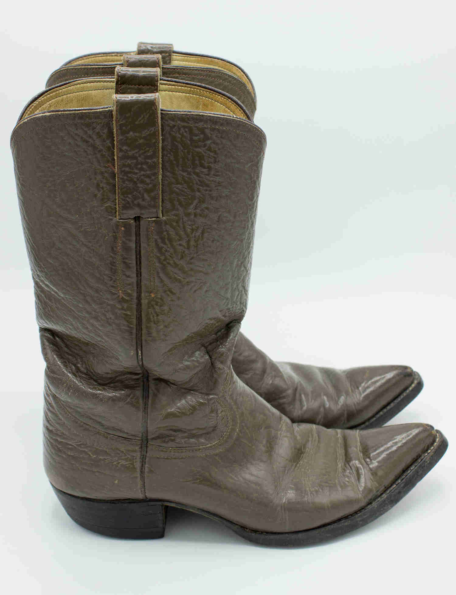 Vintage 60s Acme Brown Pointed Toe Cowboy Boots for Men - Size 8D