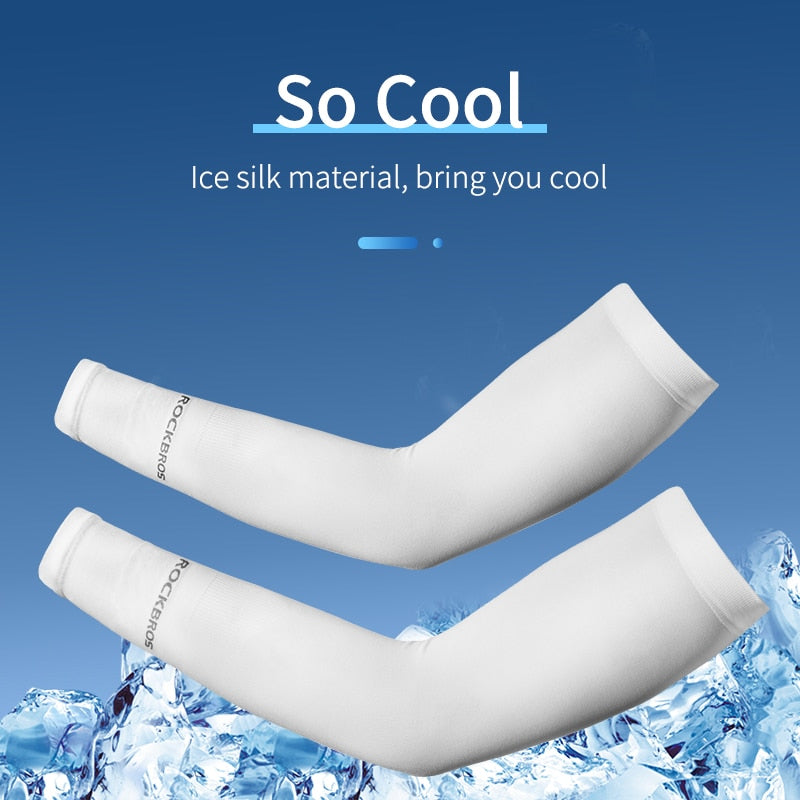 ROCKBROS Ice Silk Arm Sleeves for UV Protection in Cycling, Running, and Outdoor Sports