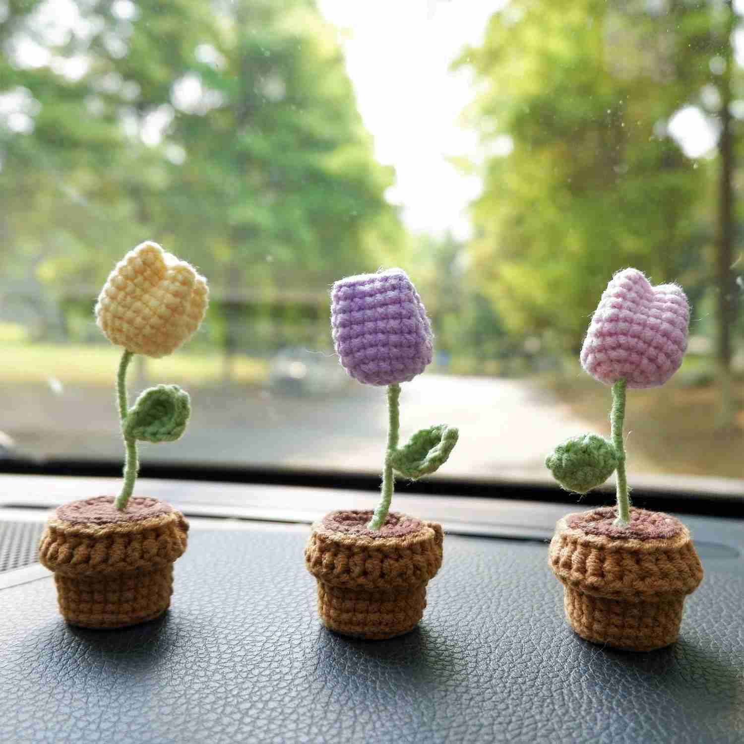 3pcs/2Pcs Mini Potted Tulip Car Accessories