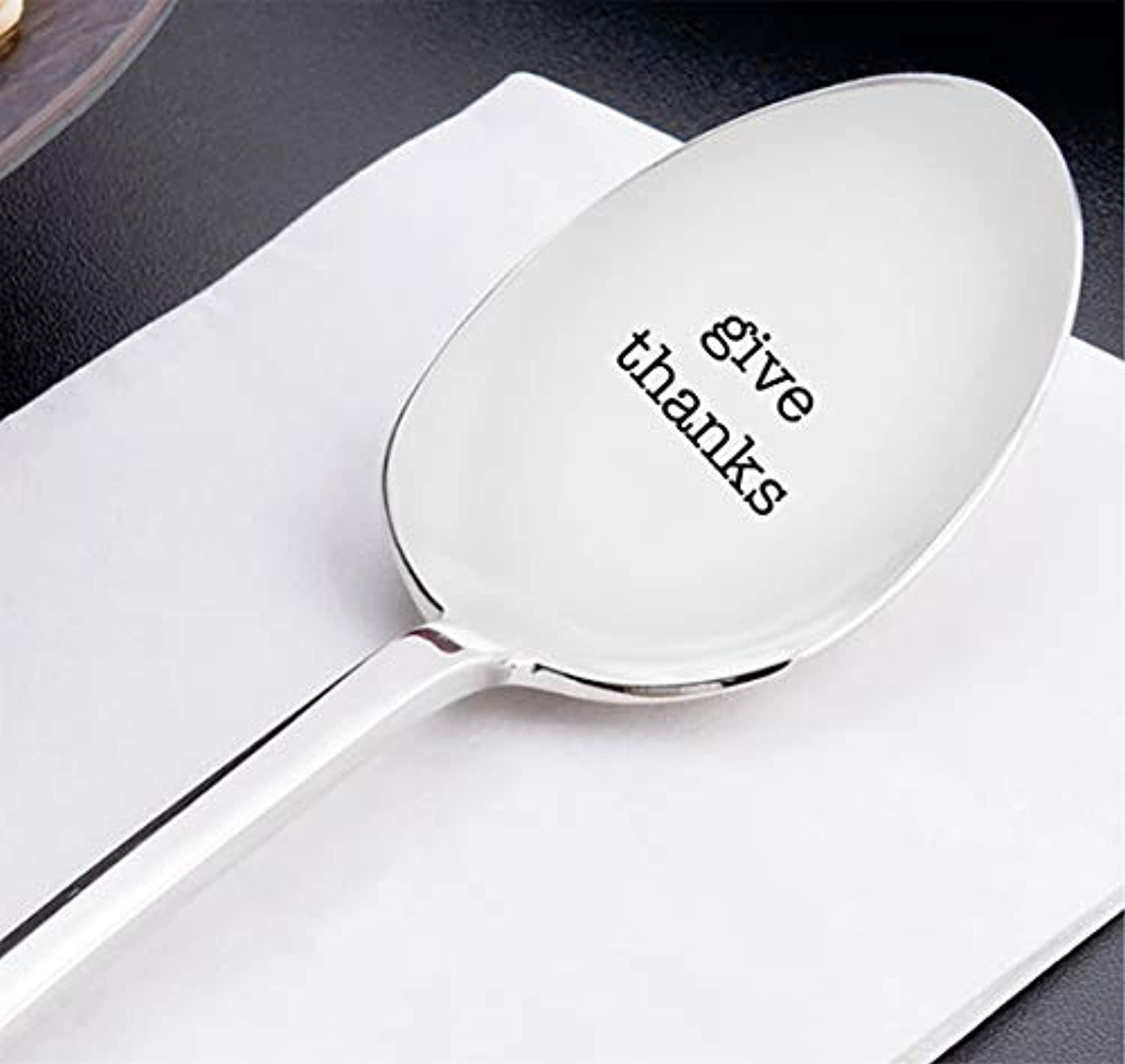 Give Thanks Engraved Stainless Steel Spoon - Perfect Gift for Special Occasions