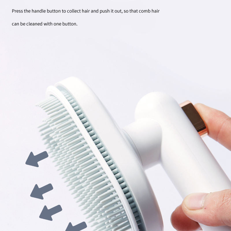 Pet Comb for Cats and Dogs - Self Cleaning Hair Removal Brush with High-Density Needles