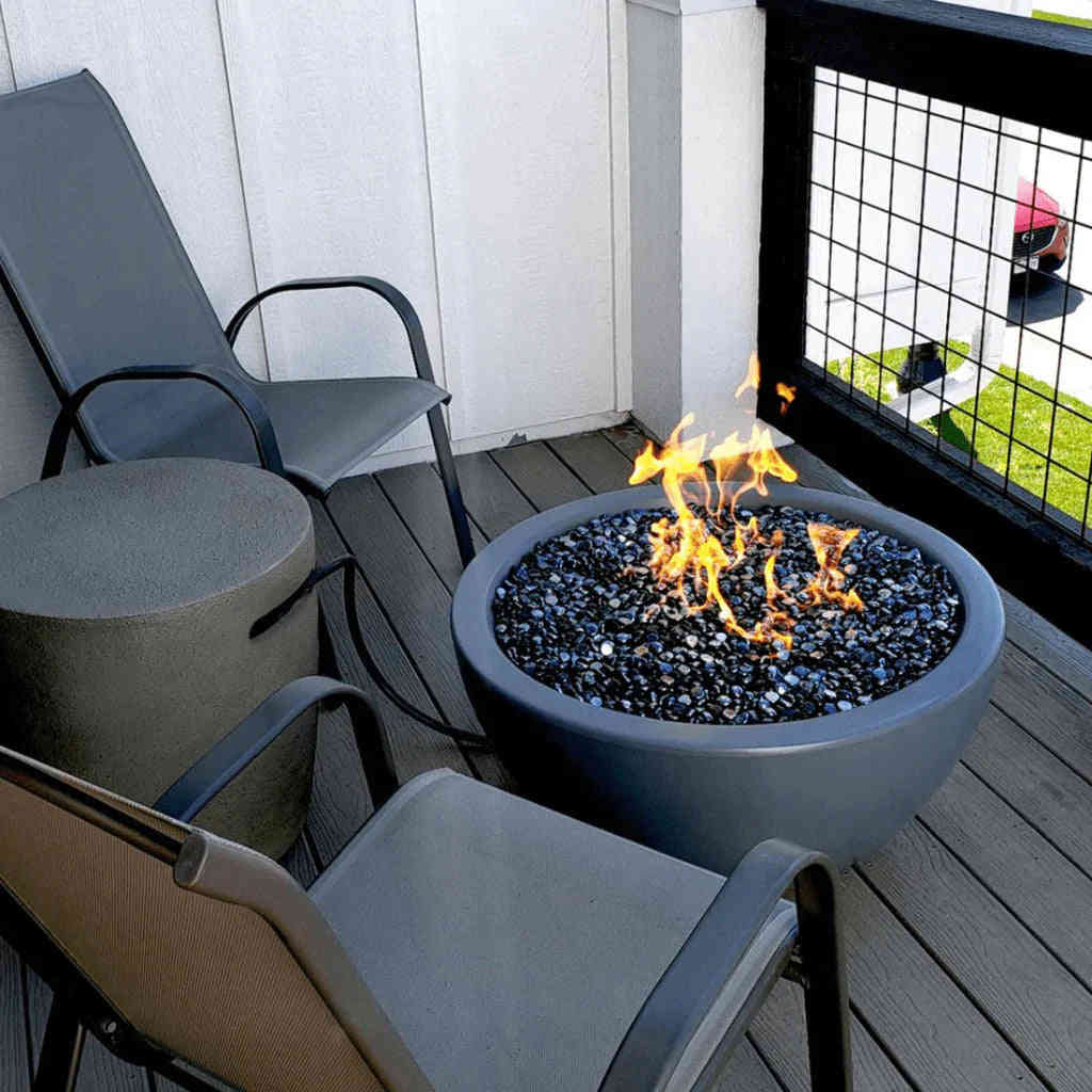 The Outdoor Plus - Luna GFRC Concrete Round Liquid Propane Fire Pit 30