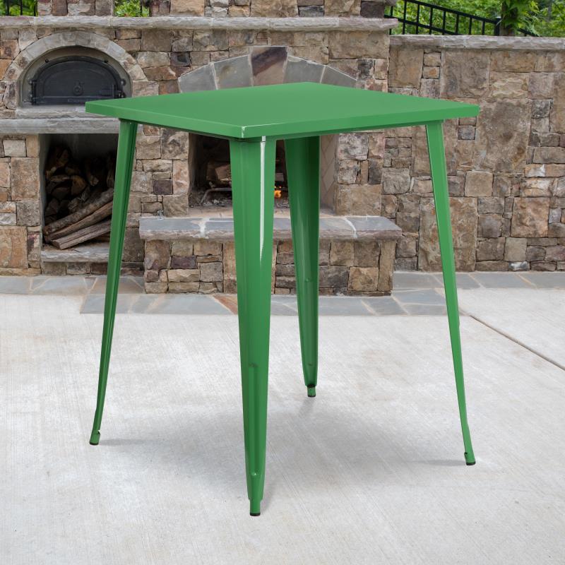 Flash Furniture Nolan Commercial Grade 31.5 Square Green Metal Indoor-outdoor Bar Height Table