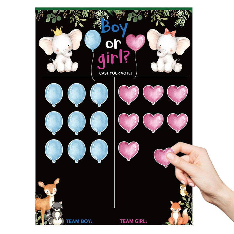 Baby Gender Reveal Party Voting Game Poster Board with Stickers