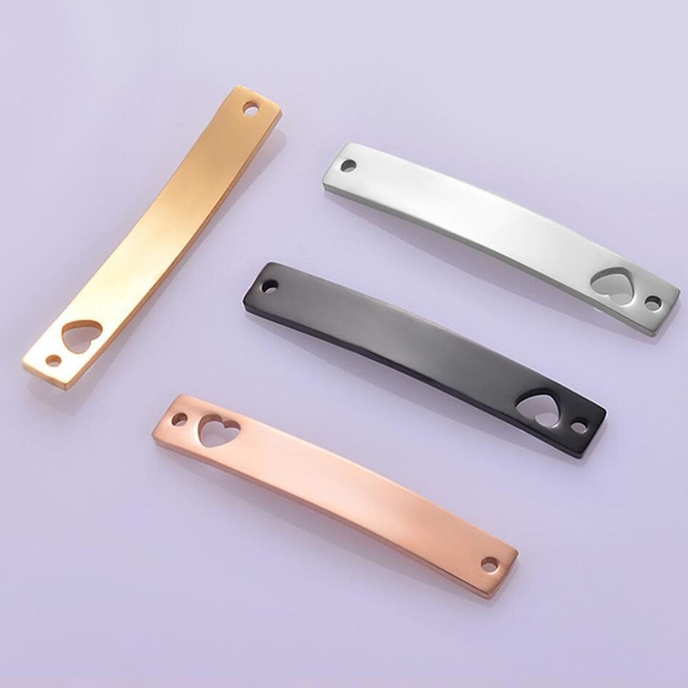 5Pcs Stainless Steel Mirror Polished Blank Bar Dog Tags Pendant for DIY Jewelry Making