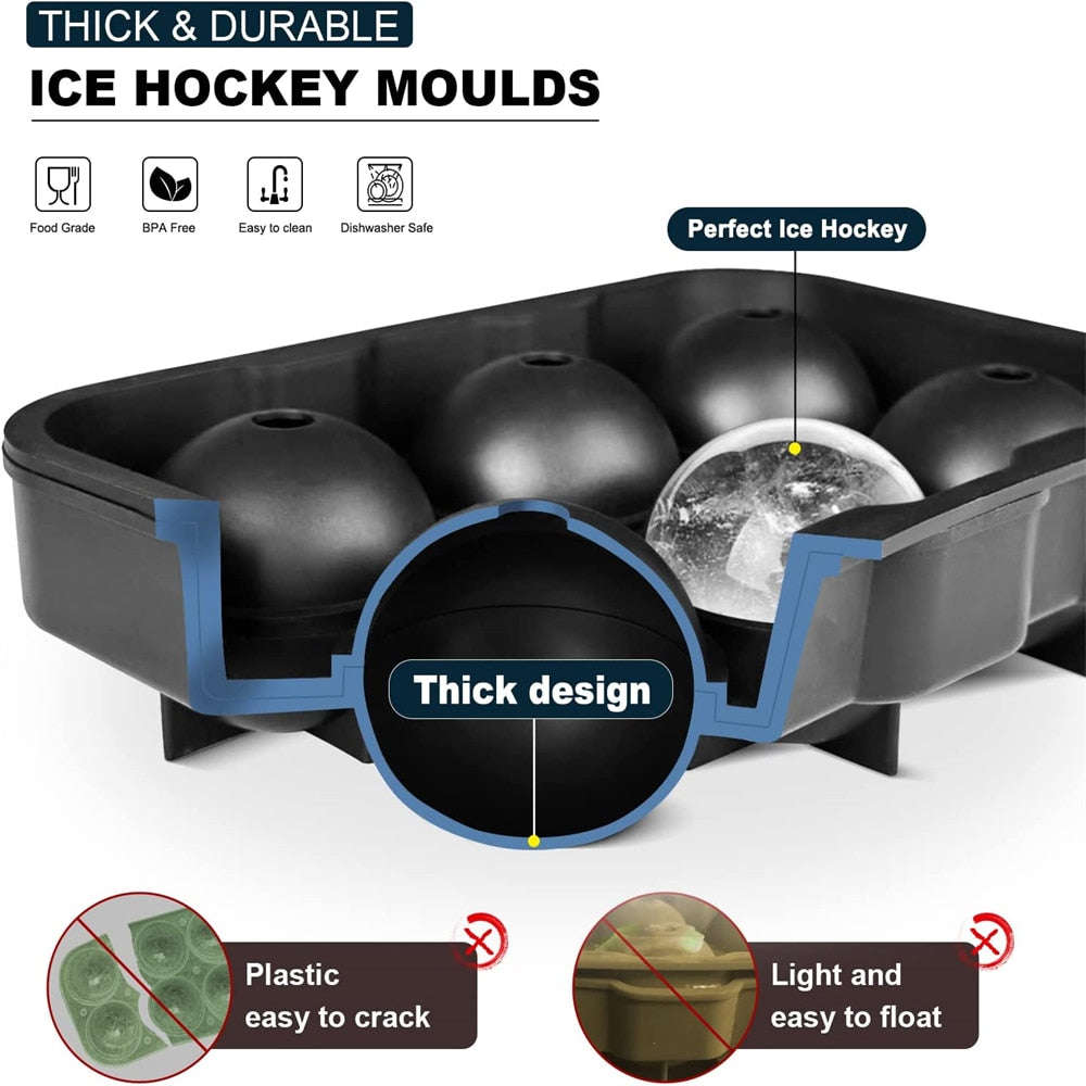6 Grid Round Square Ice Cube Ball Maker for Whiskey & Cocktails