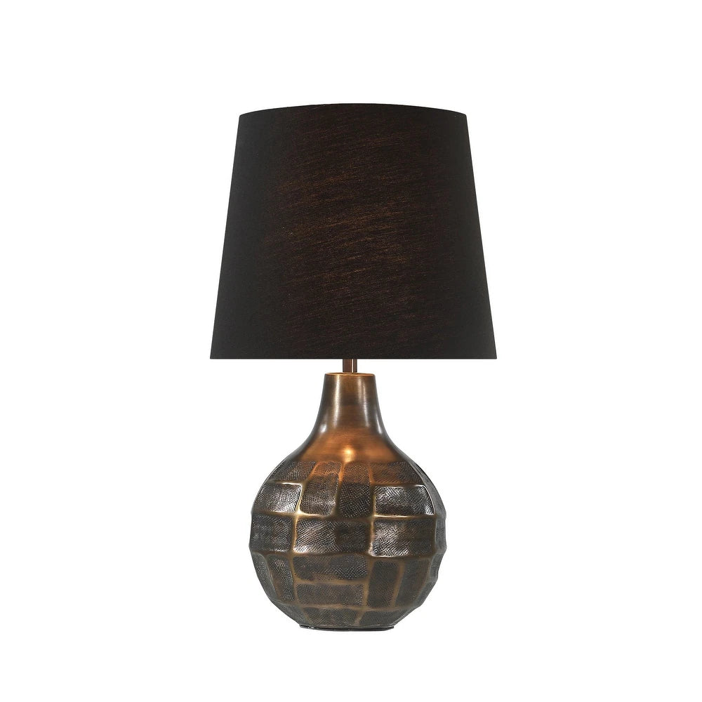 Aspen Creative High Metal Table Lamp with Antique Brass Finish and Black Empire Shaped Shade