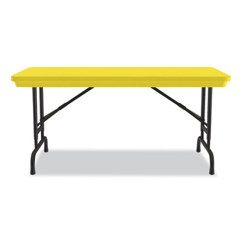 Correll Adjustable Folding Table - 48x24x22 to 32 Inches, Yellow Top with Black Legs