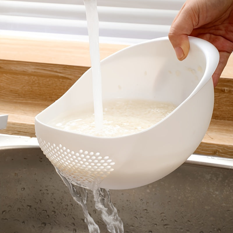 1pc Plastic Rice Washing Drain Basket, Multifunctional Kitchen Colander