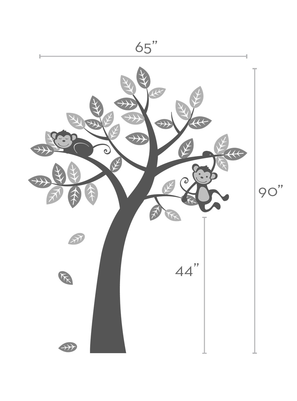 Tree Wall Decal with Monkeys for Nursery Decor
