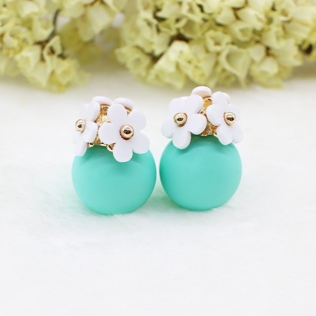 Fashion Simulated Pearl Ball Earrings - Double Side Stud Earrings for Women