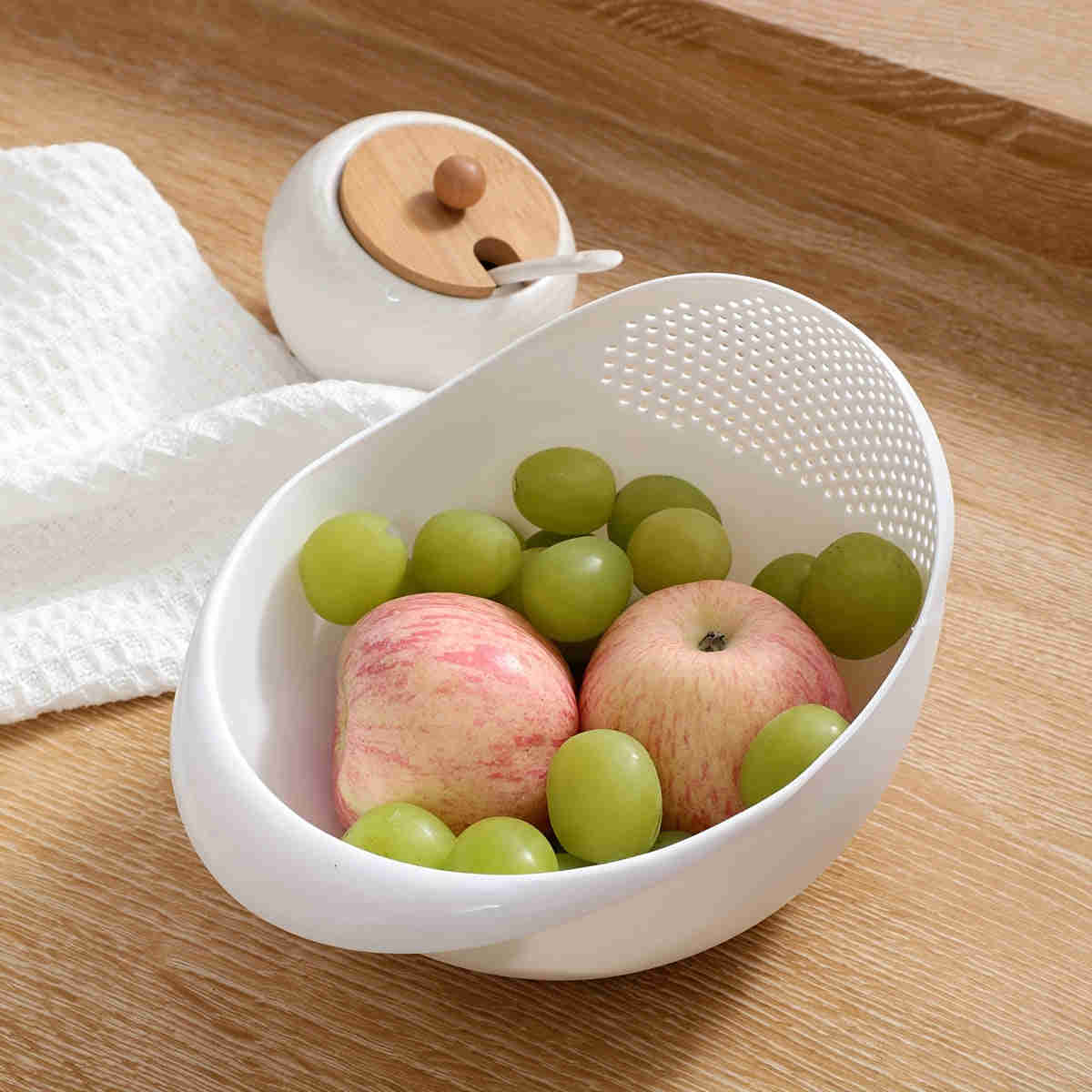 1pc Plastic Rice Washing Drain Basket, Multifunctional Kitchen Colander