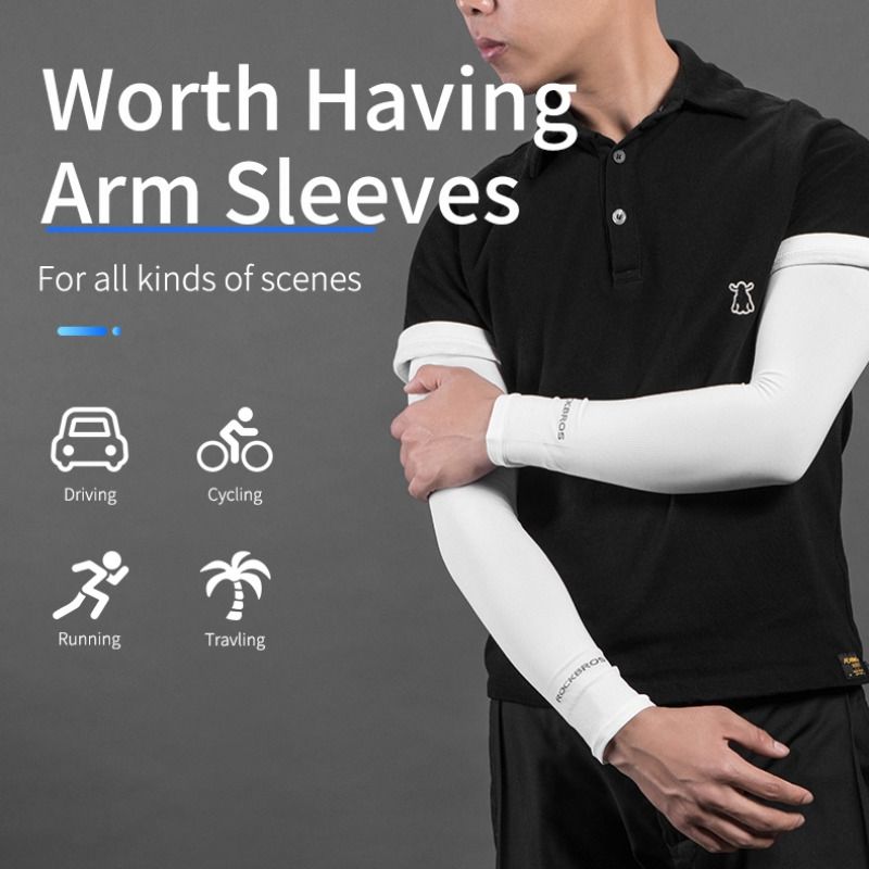 ROCKBROS Ice Silk Arm Sleeves for UV Protection in Cycling, Running, and Outdoor Sports