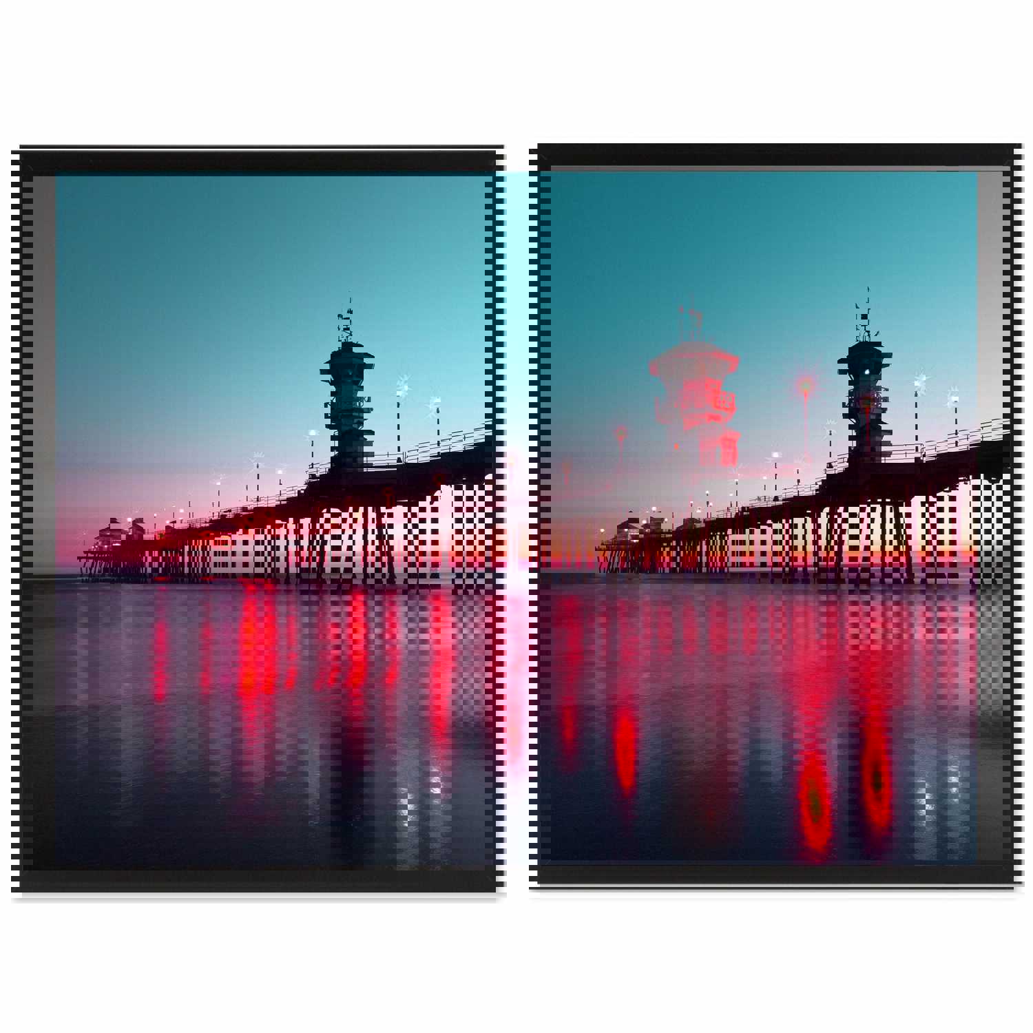 Huntington Beach California Pink Landscape Photo Canvas Print - Home Décor Wall Art