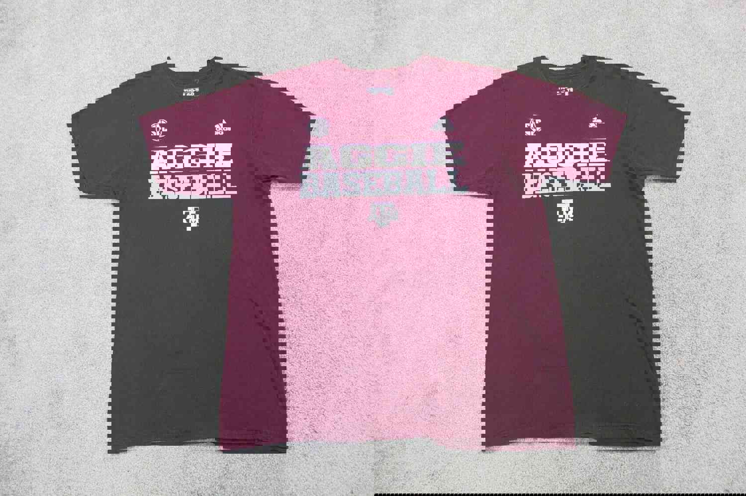 Adidas Men's X Large Red Crew Neck Short Sleeve Tee - Aggie Baseball Sports