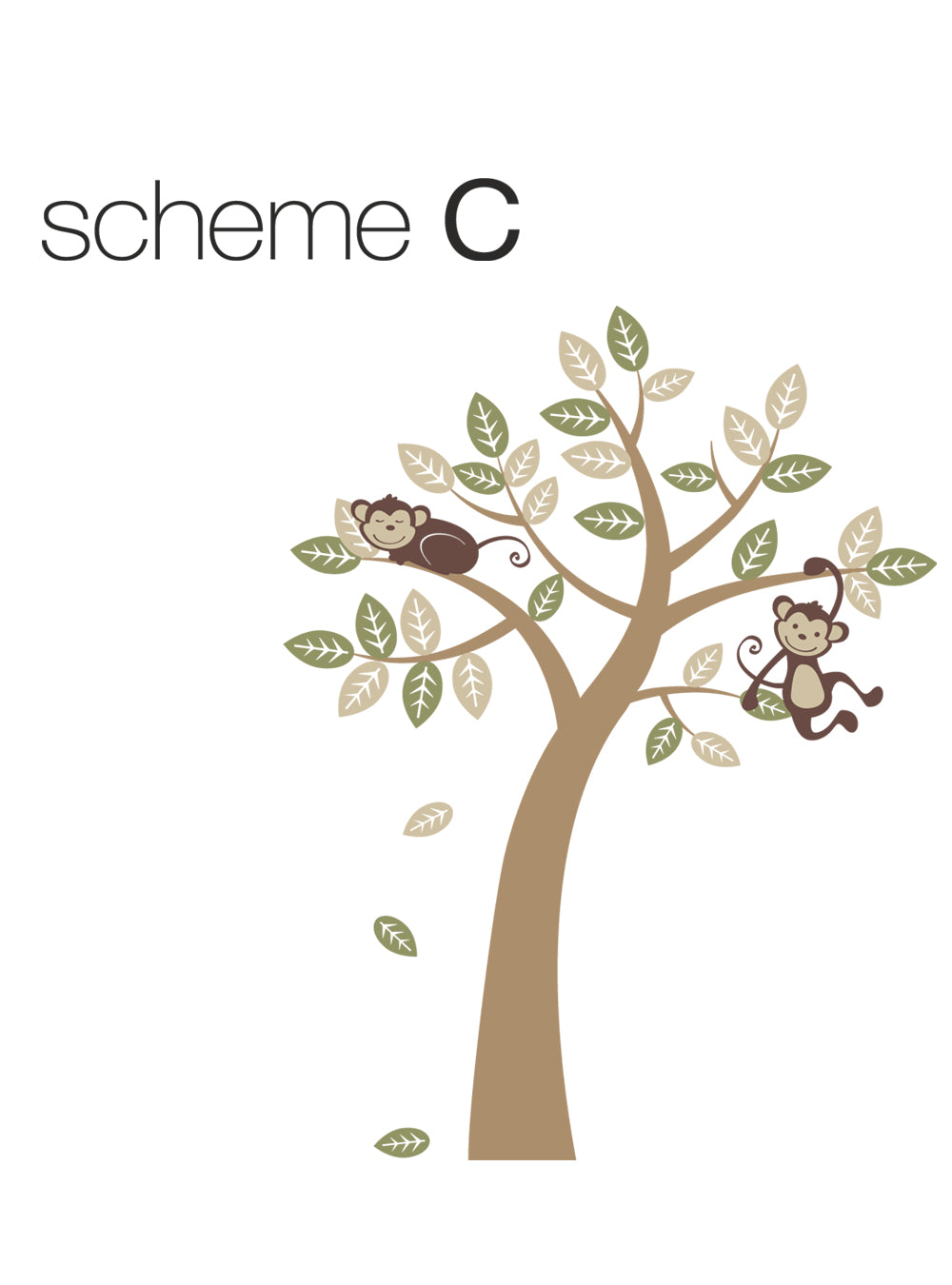 Tree Wall Decal with Monkeys for Nursery Decor