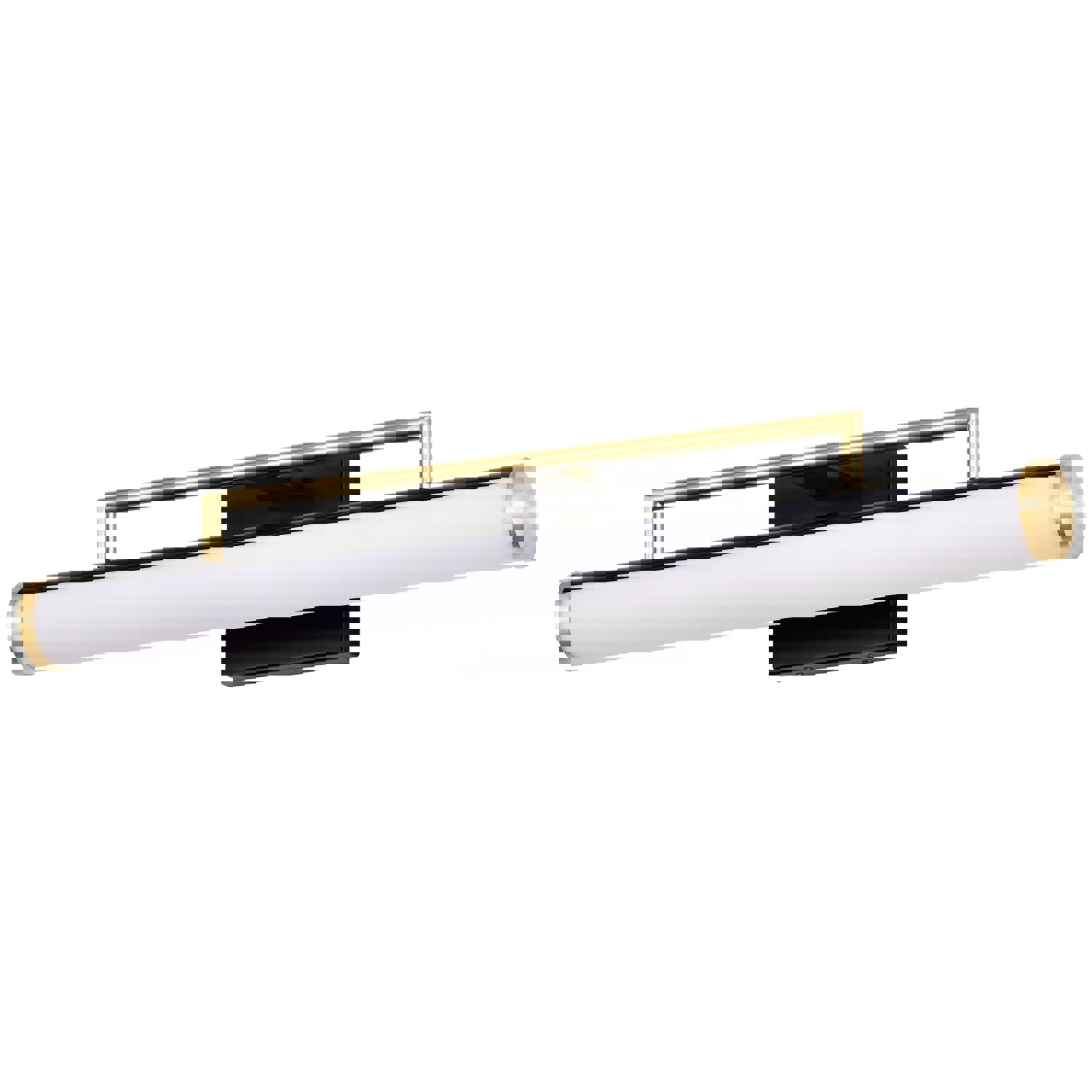 SATCO/NUVO Solano Medium Vanity LED Light in Black and Brushed Brass Finish with White Acrylic Lens