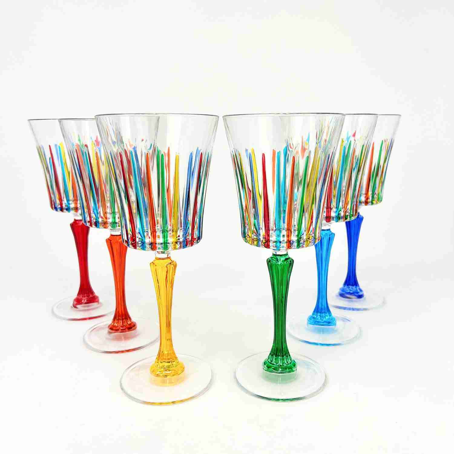 Timeless Hand-Painted Italian Crystal Wine Glasses, Set of 2 or 6