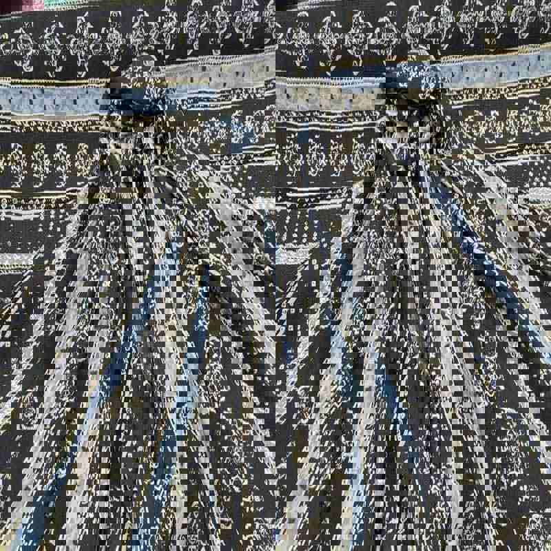 100% Rayon Crepe with Blue Paisleys Print on Black Soft Fabric for Flowy Organic Kids Dress