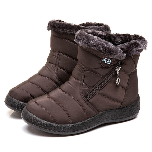 Women's Waterproof Snow Boots - Ankle Height, Slip-On, Winter Boots