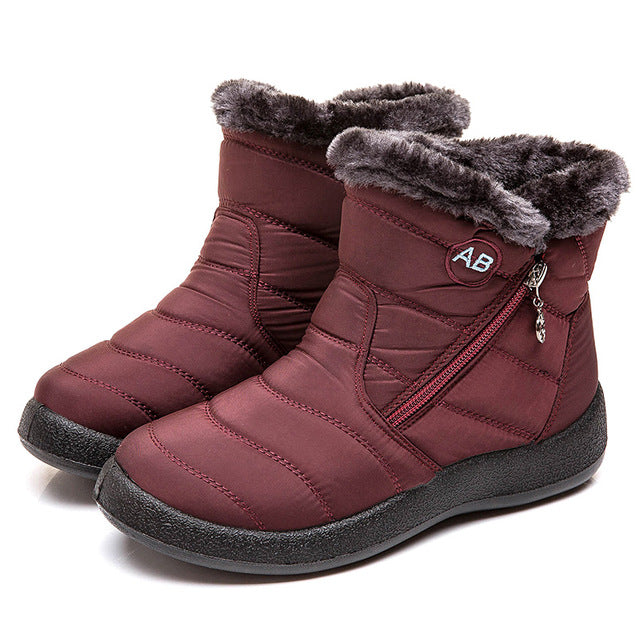 Women's Waterproof Snow Boots - Ankle Height, Slip-On, Winter Boots