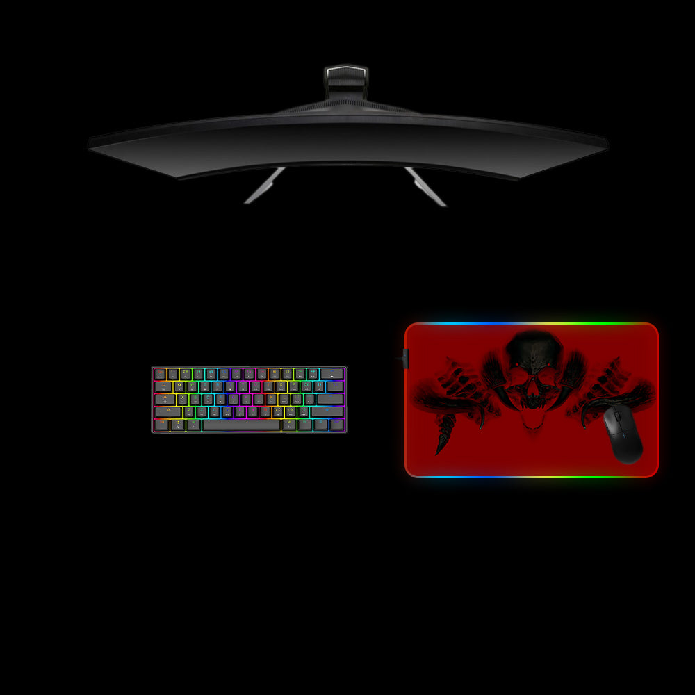 Red & Black Monster Skull RGB Gaming Mouse Pad with LED Strip