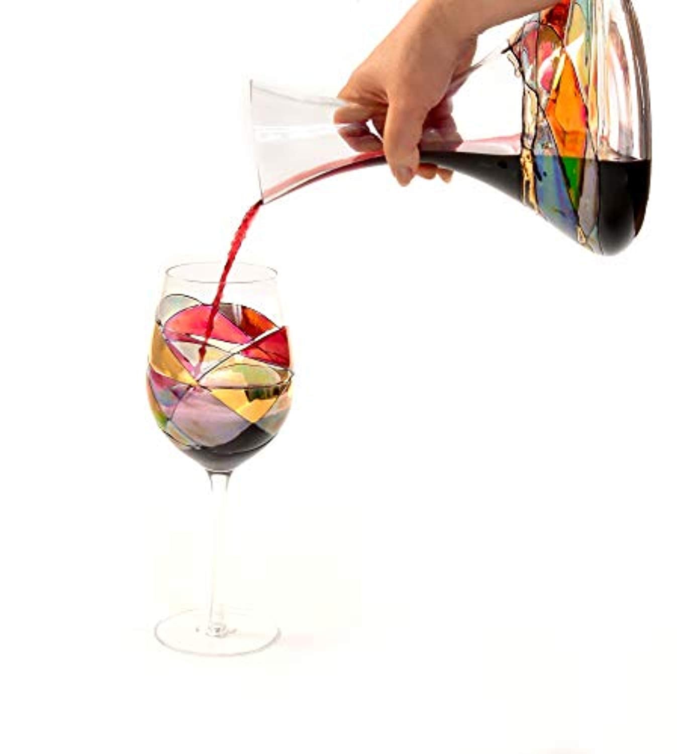 Magnificent Wine Decanter - Red Line Colorful Hand Painted