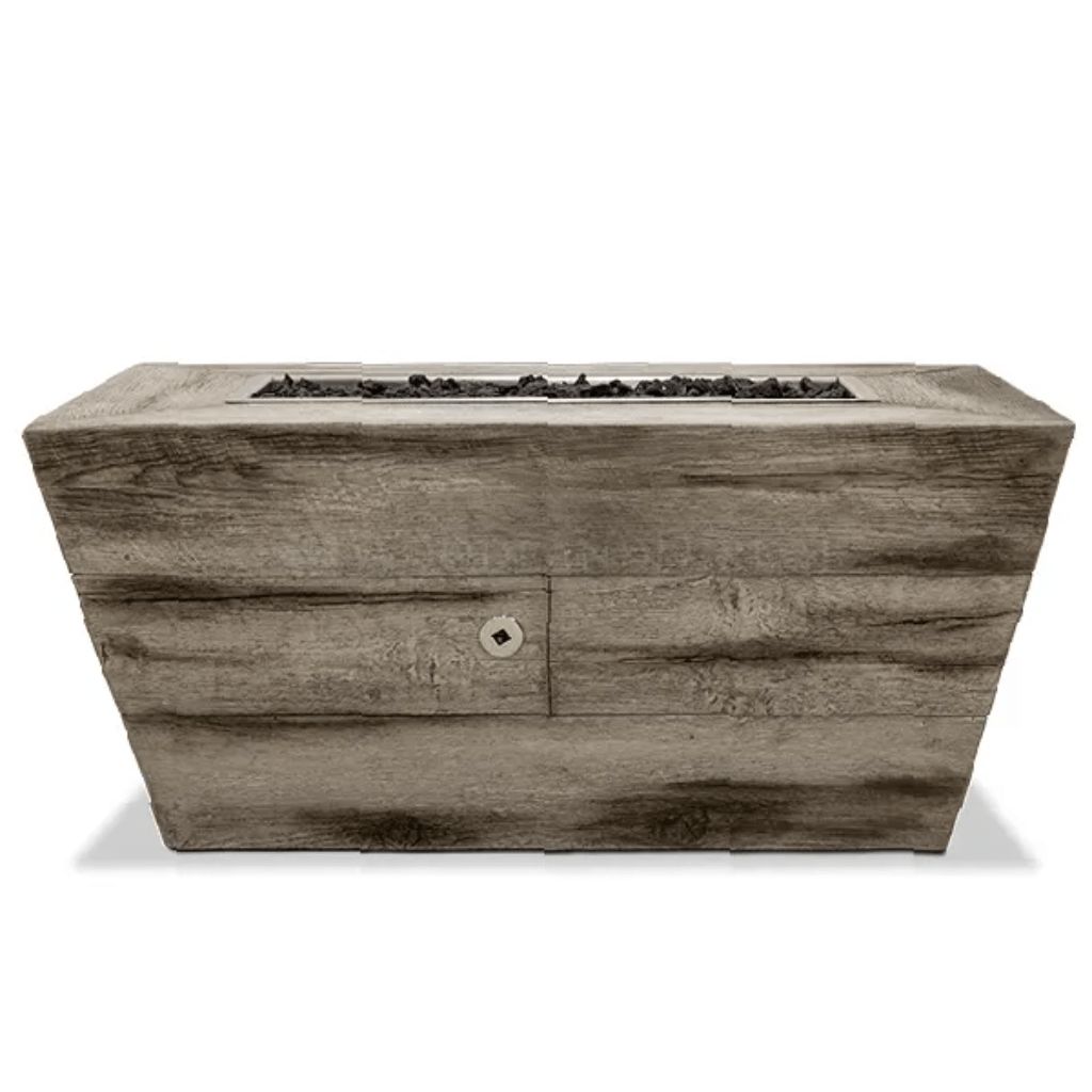 The Outdoor Plus - Plymouth GFRC Wood Grain 24" Tall Concrete Rectangle Gas Fire Pit 72"