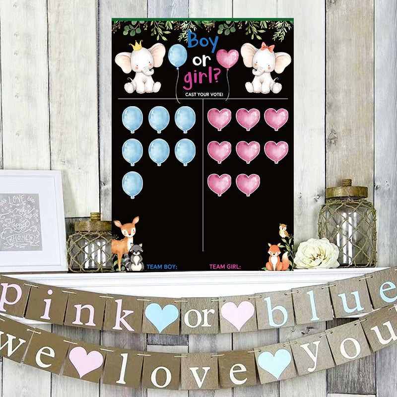 Baby Gender Reveal Party Voting Game Poster Board with Stickers