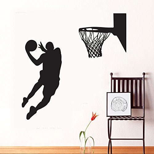 DNVEN 22x43 Inches Vinyl Basketball Players Slam Dunk Wall Decals Stickers for Kids Teens Rooms