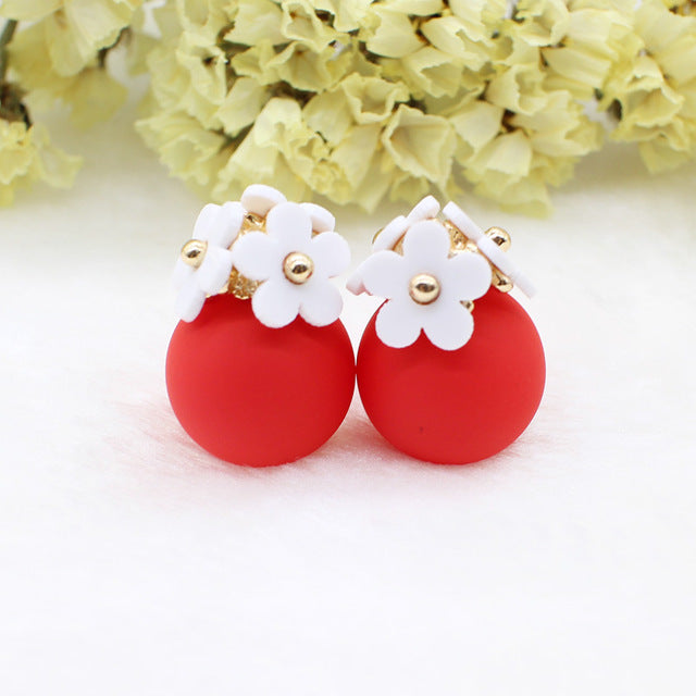 Fashion Simulated Pearl Ball Earrings - Double Side Stud Earrings for Women