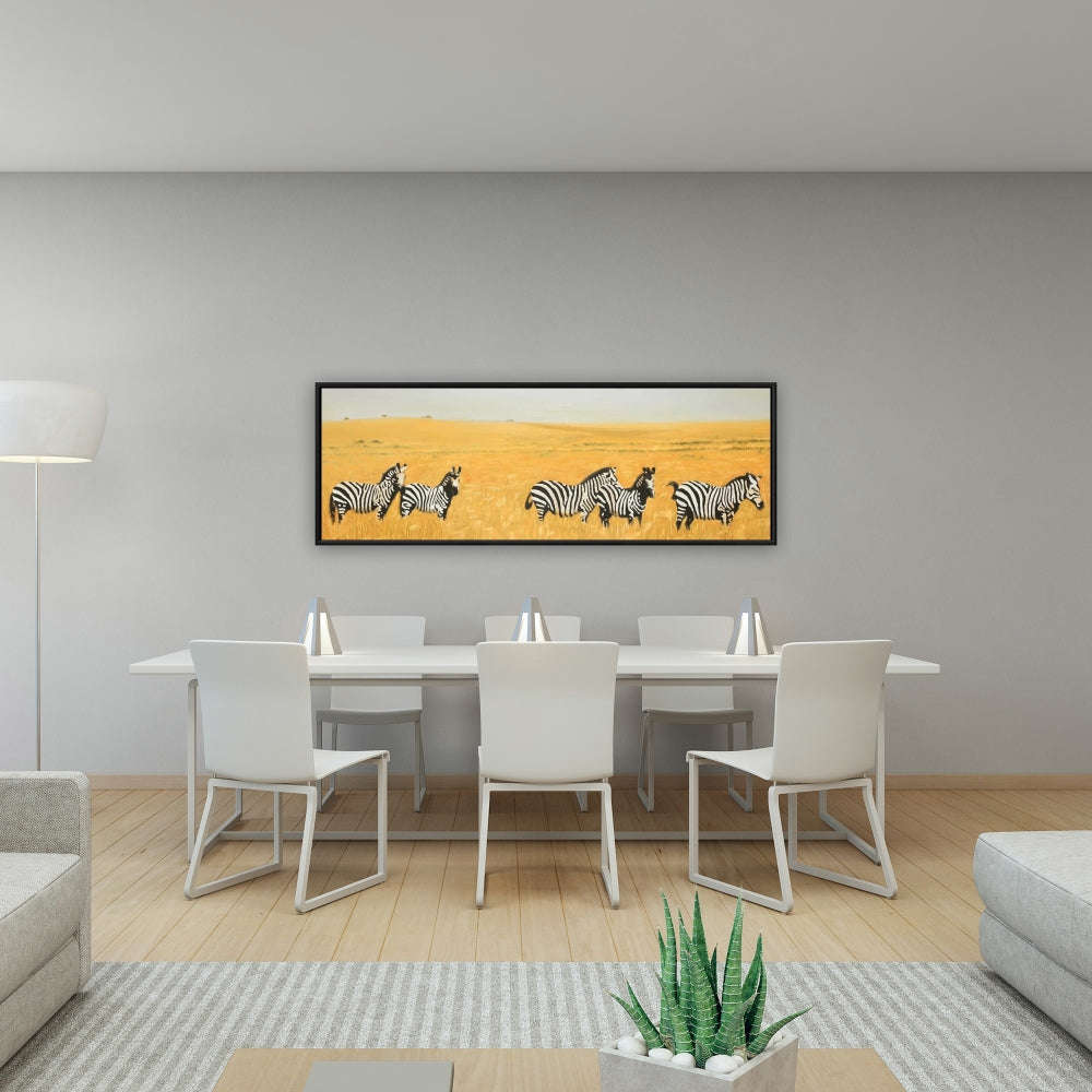 Herd Of Zebra - Fine Art Gallery Wrapped Canvas 16x48