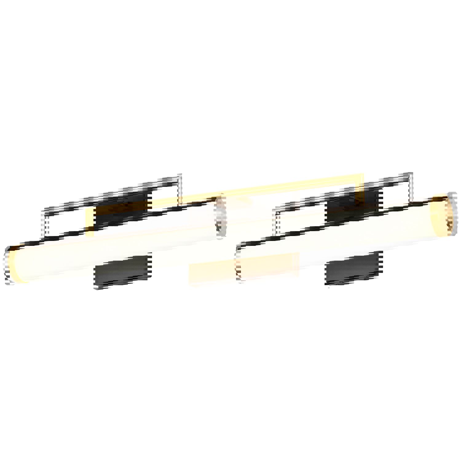 SATCO/NUVO Solano Medium Vanity LED Light in Black and Brushed Brass Finish with White Acrylic Lens