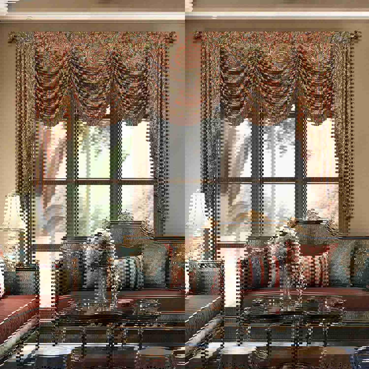 Twilight Swag Valance - Elegant Paisley Pattern Window Treatment