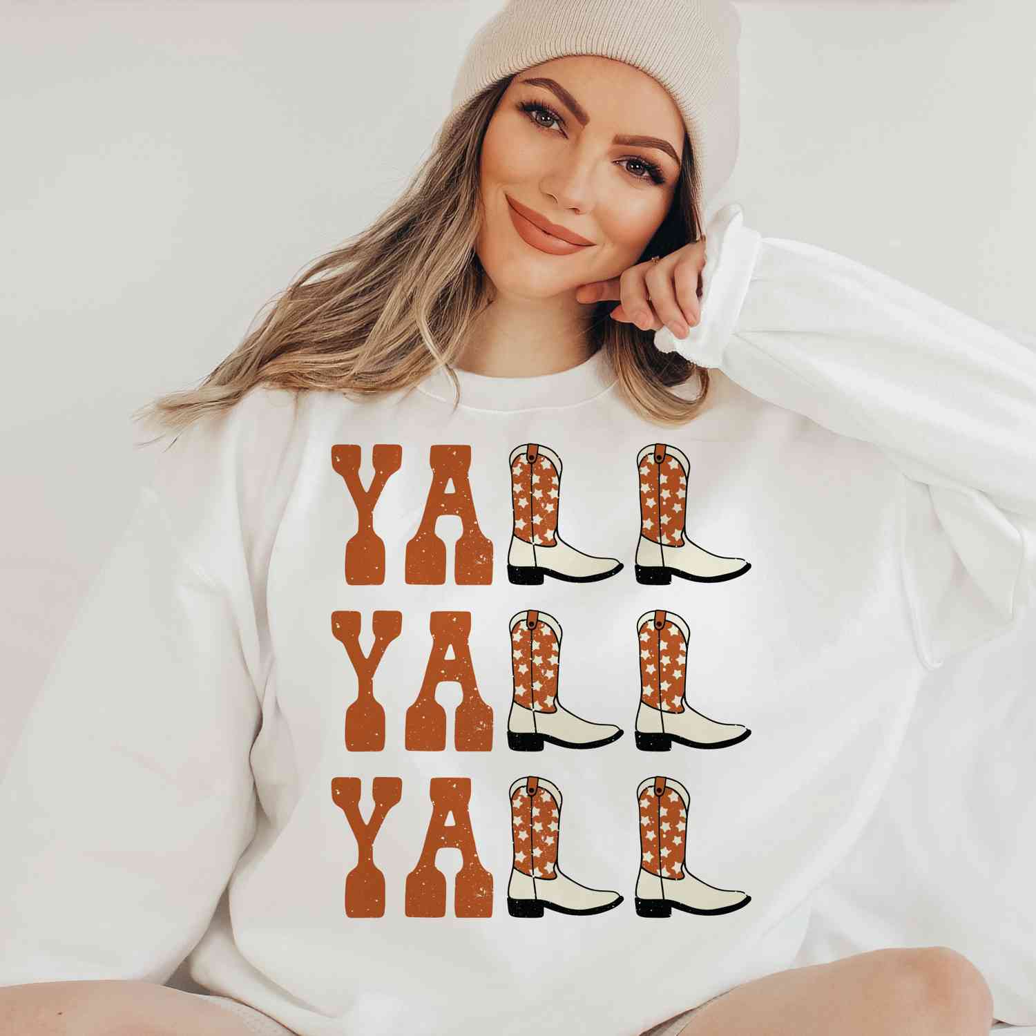 Yall Yall Yall Burnt Orange Longhorns Cowboy Cowgirl Western Boots Sweatshirt