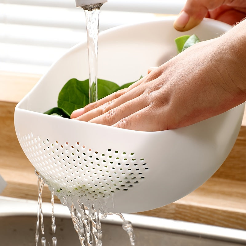 1pc Plastic Rice Washing Drain Basket, Multifunctional Kitchen Colander