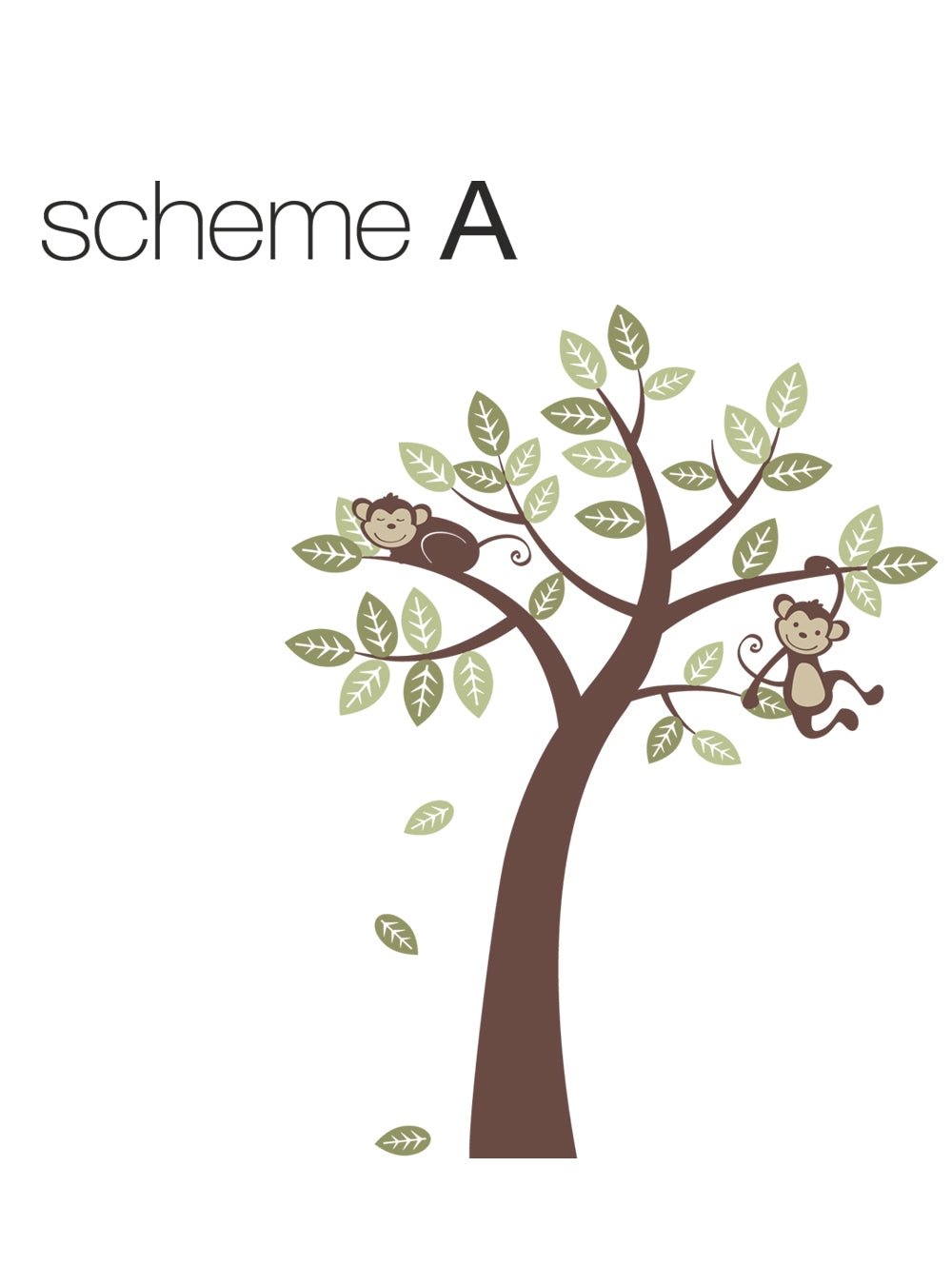 Tree Wall Decal with Monkeys for Nursery Decor