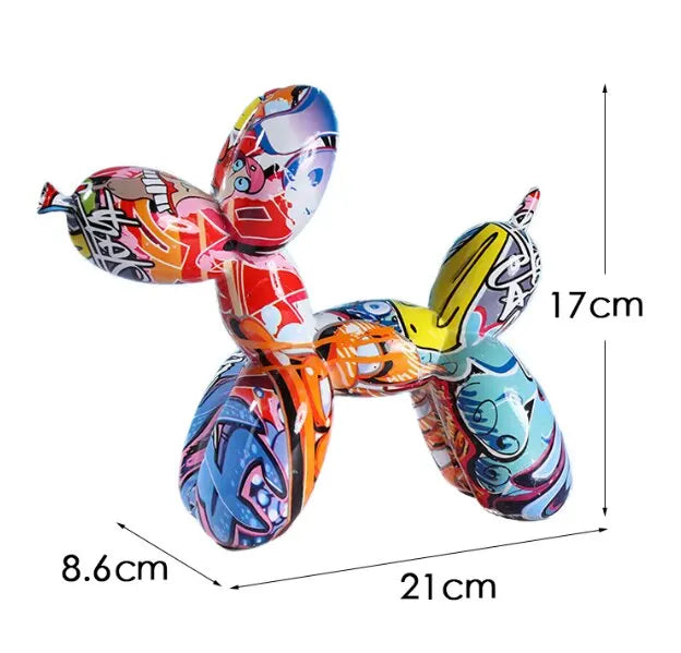Resin Graffiti Balloon Dog Figurines for Home and Desktop Decoration