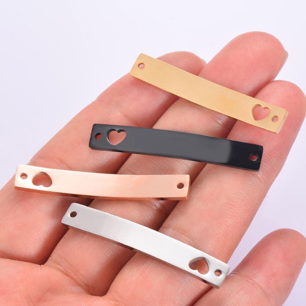 5Pcs Stainless Steel Mirror Polished Blank Bar Dog Tags Pendant for DIY Jewelry Making