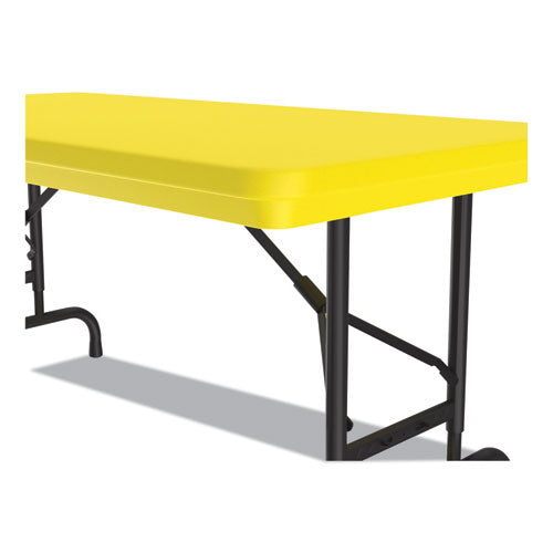 Correll Adjustable Folding Table - 48x24x22 to 32 Inches, Yellow Top with Black Legs