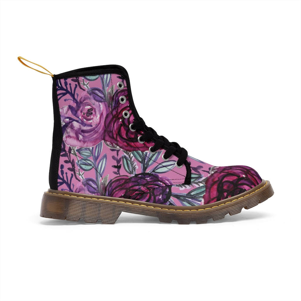 Pink Rose Floral Women's Winter Boots